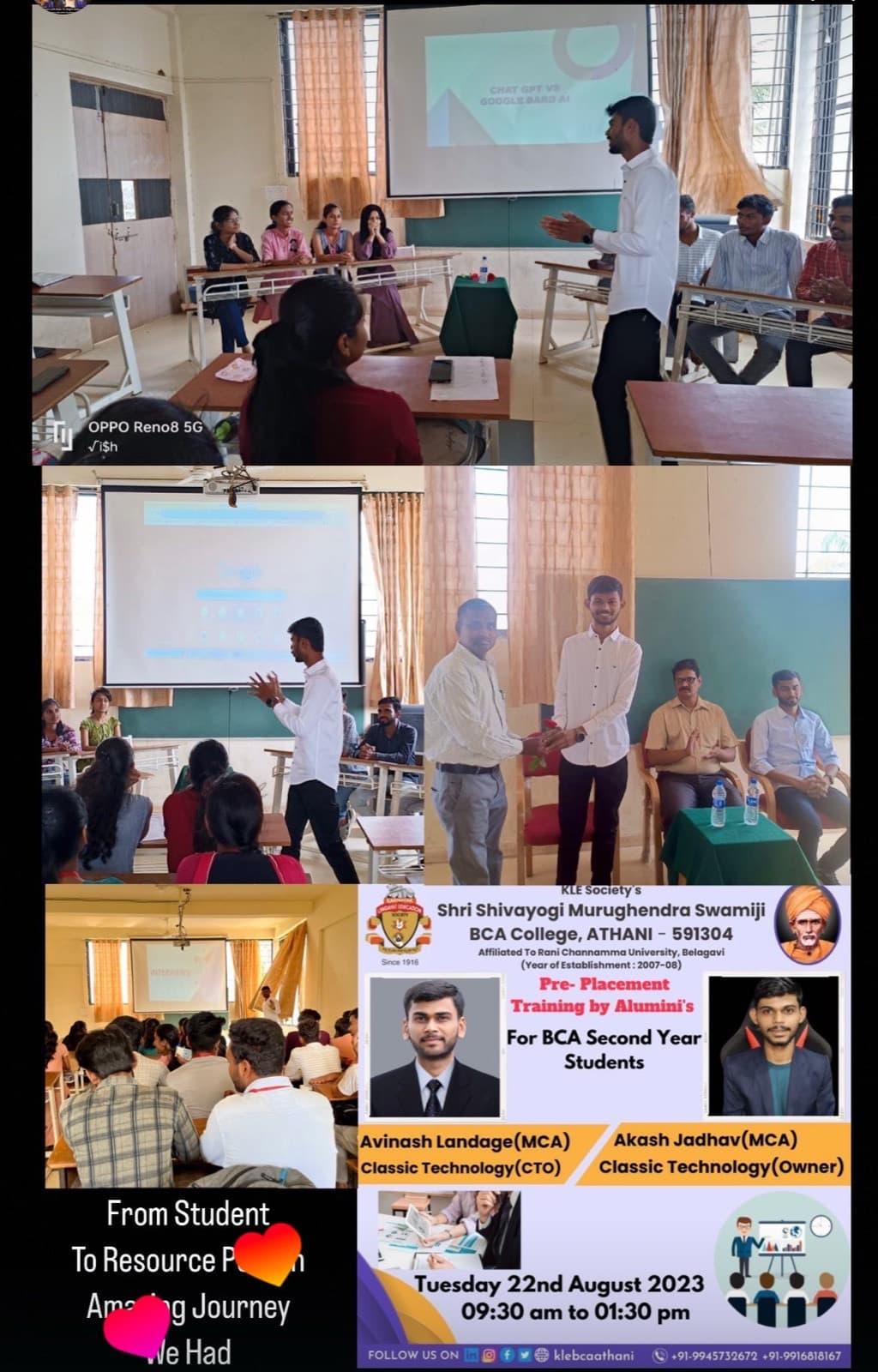 Pre placement training session for BCA students at KLE BCA College, Athani