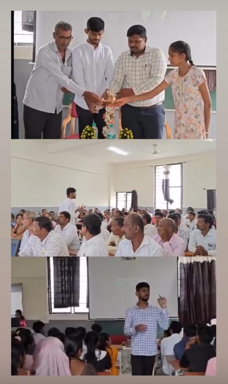 Seminar inauguration with lamp lighting before a session by Akash Jadhav